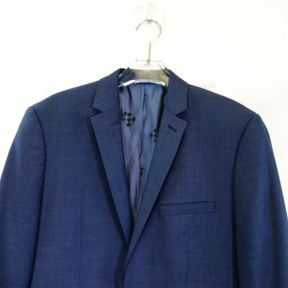 Navy Sports Coat MEDIUM Blazer Blue Suit Mens 40 Wool Slim Fit Work VINCE CAMUTO - Picture 3 of 13